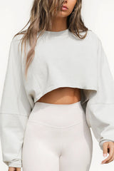 Loose Round Neck Long Sleeve Crop Top