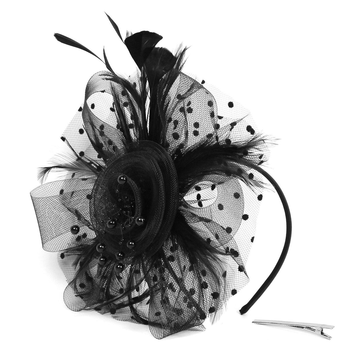 Feathers Net Veil Mesh Hair Accessory
