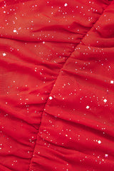 Glitter Cross Front Ruched V-neck Mini Dress