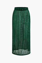 Sequin Elastic Waist Maxi Skirt