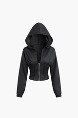 Hooded Half Zipper V-neck Jacket