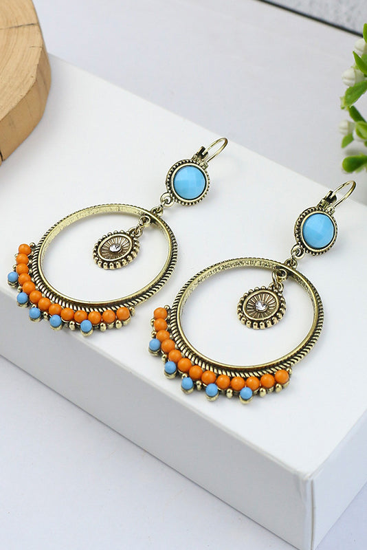 Boho Bead Decor Circle Drop Earrings