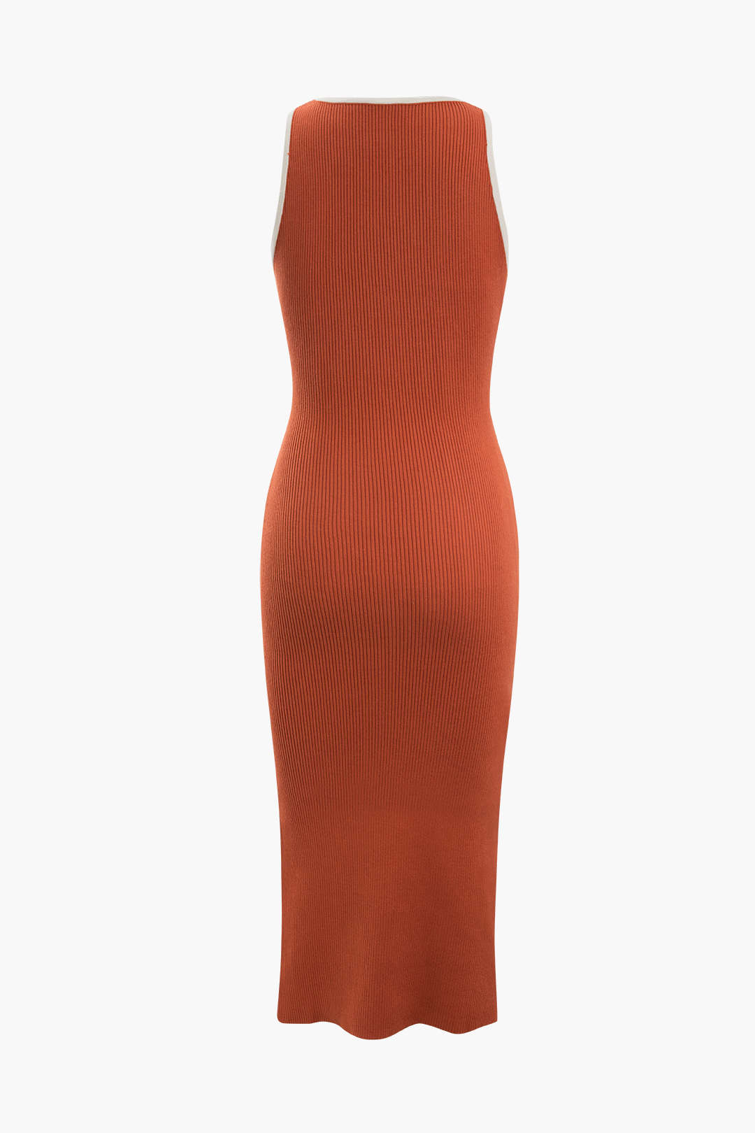 Contrast Cut Out Knit Sleeveless Midi Dress