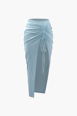 Tie Back Tank Top And Drawstring Slit Skirt Set