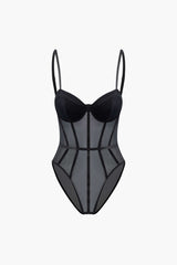 Sheer Bustier Corset Bodysuit