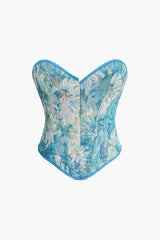 Floral Pattern Braided Tie Tube Top