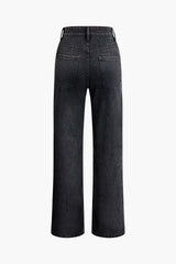 Ripped Straight Leg Jeans