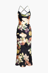 Floral Print Halter Midi Dress