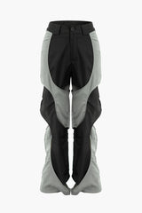 Patchwork Cut Out Straight Leg Pants