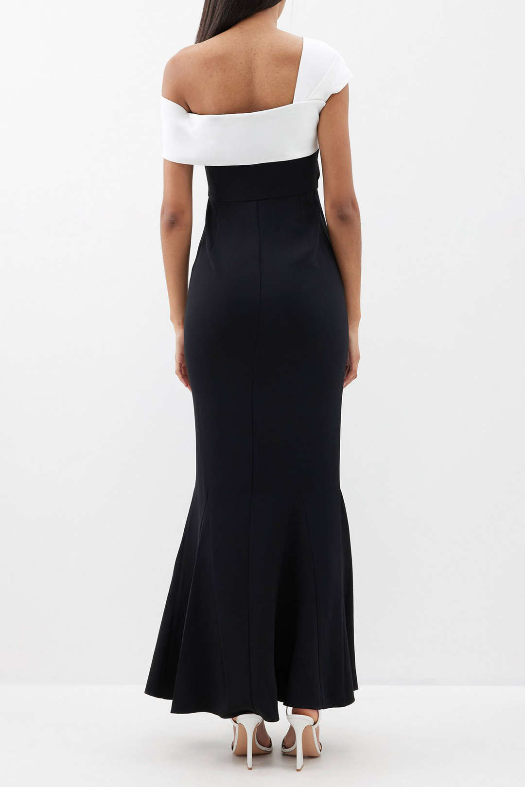 Asymmetrical Contrast Mermaid Maxi Dress