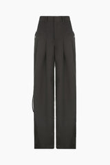 Solid Pleated Wide Leg Pants