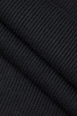 Solid V-neck Rib Knit Long Sleeve Midi Dress