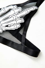 Skeleton Print Mesh Bra Top