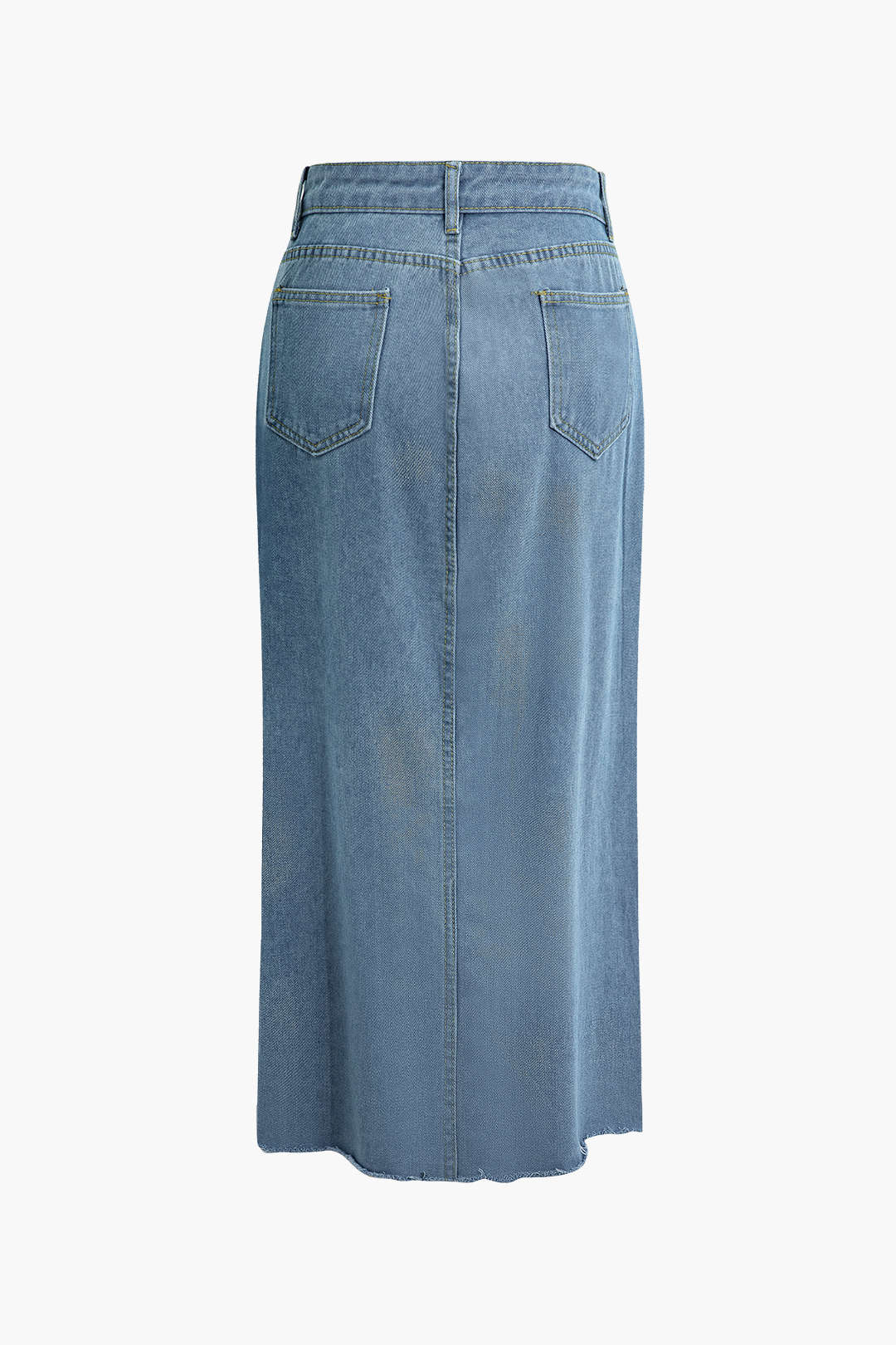 Wrap Split Denim Midi Skirt