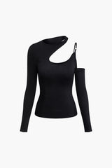 Asymmetrical Cut Out Long Sleeve Top