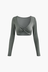 V-neck Twist Front Long Sleeve Top And Maxi Skirt Set
