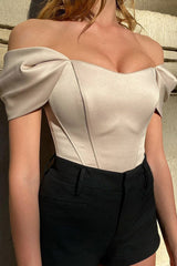 Off Shoulder Ruched Corset Top