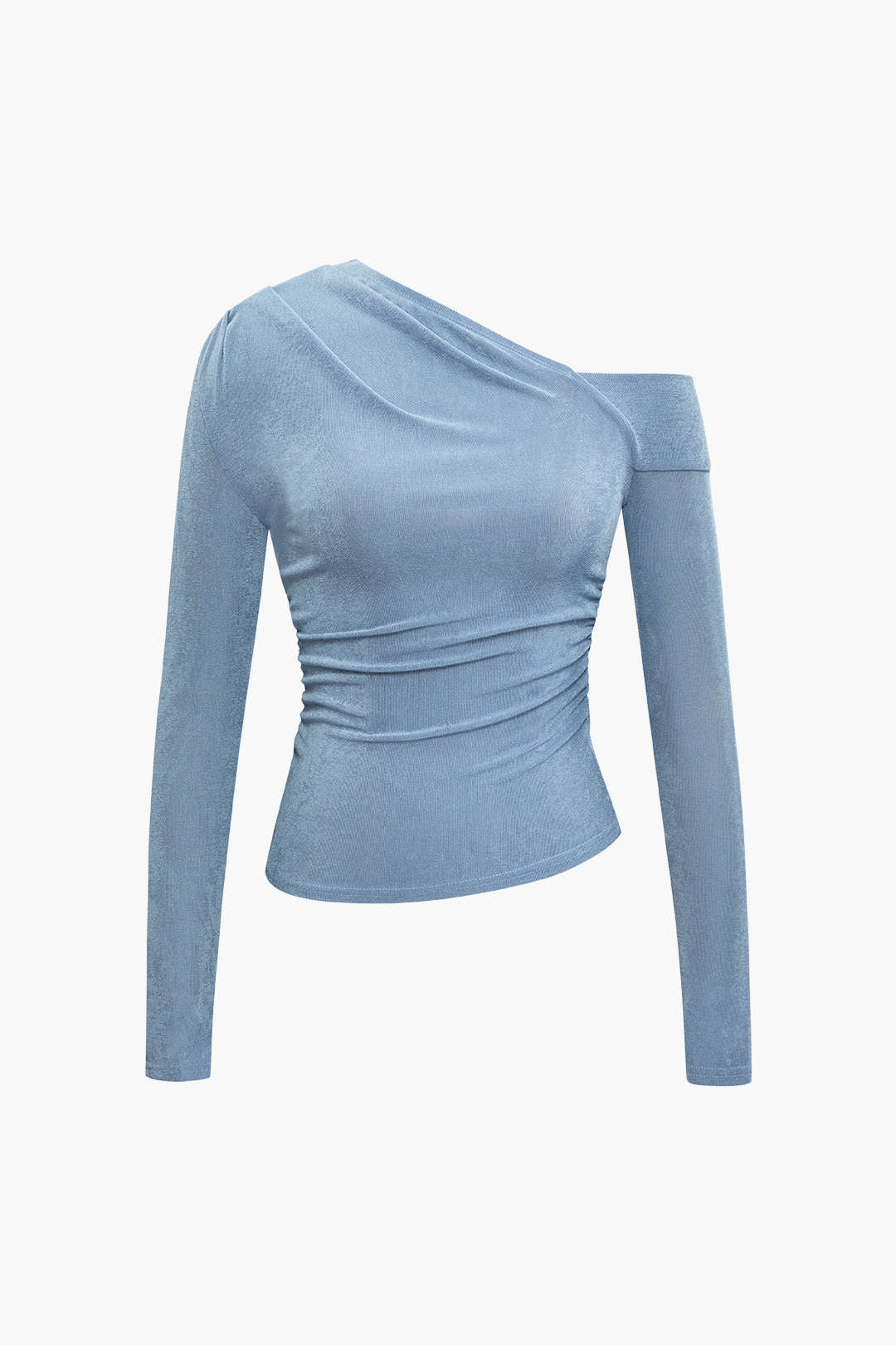 Velvet Asymmetric Ruched Long Sleeve Top