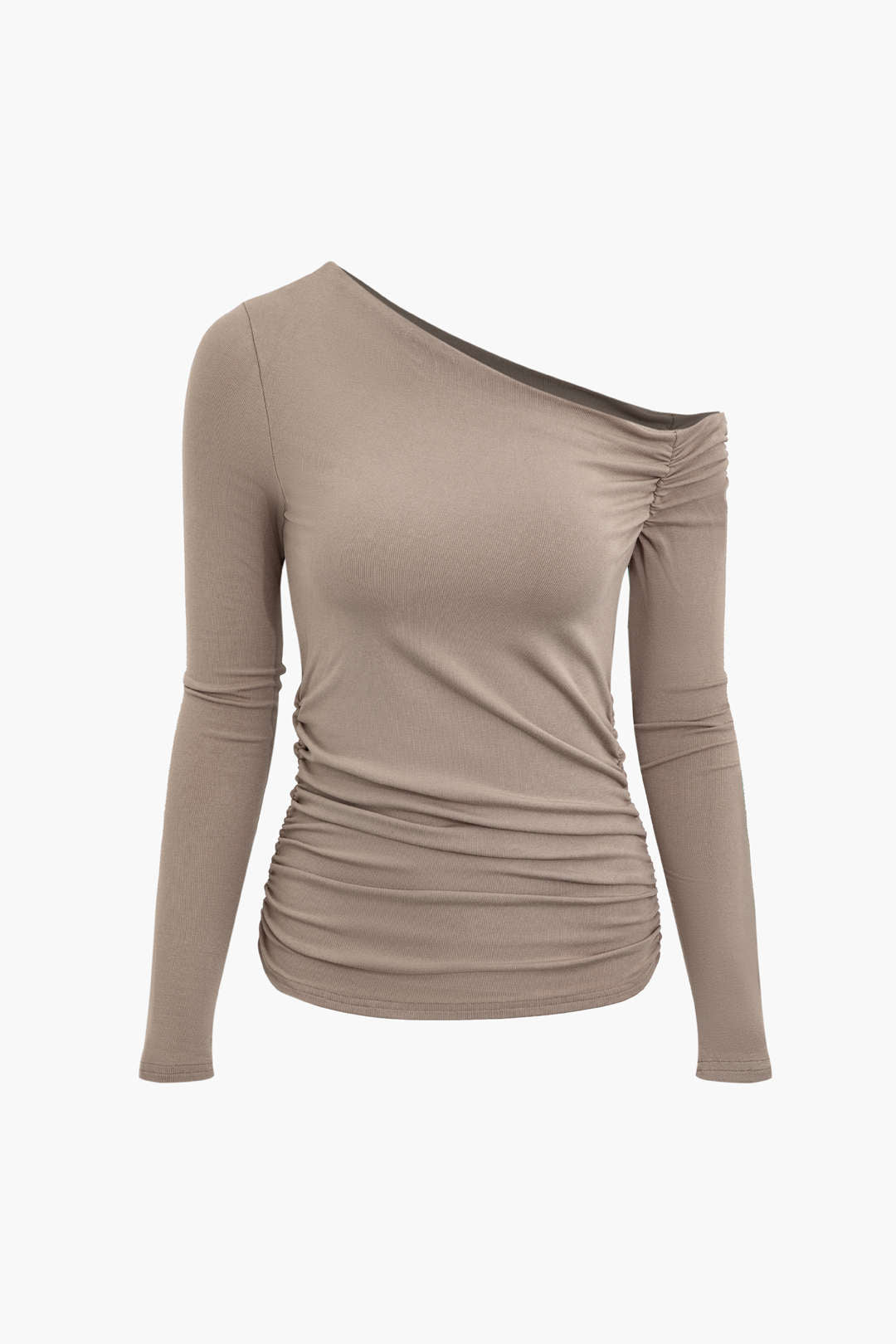 Asymmetric Ruched Long Sleeve Top