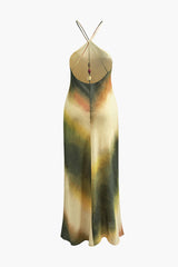 Tie Dye Halter Backless Midi Dress