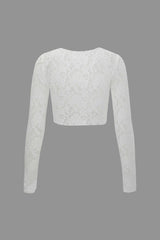 Floral Lace Sheer Long Sleeve Top
