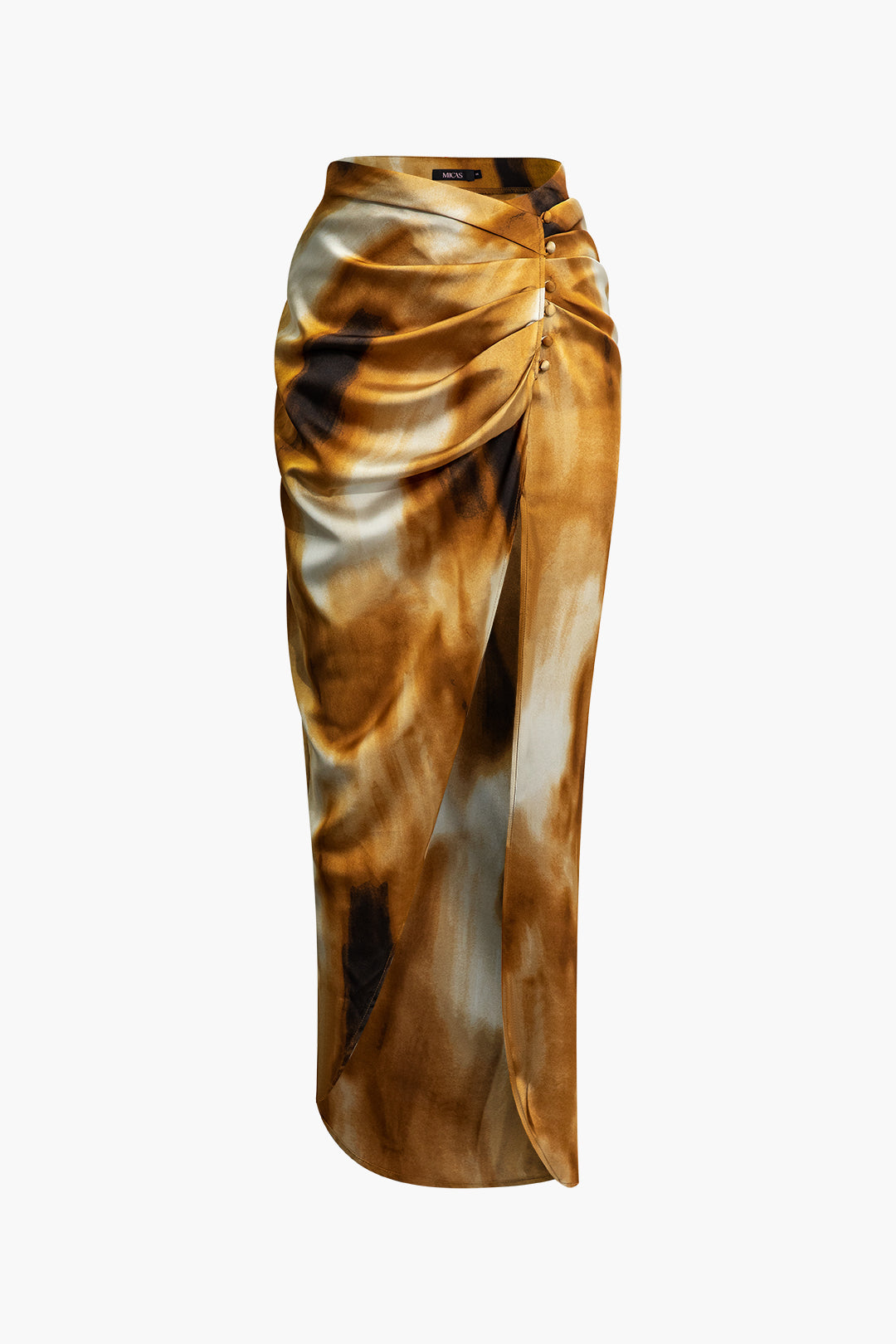 Tie Dye Ruched Split Maxi Skirt