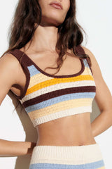 Color Block Stripe Knit Crop Cami Top