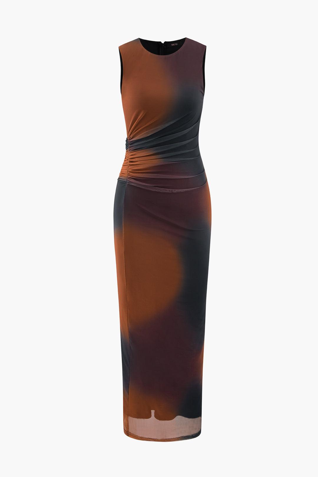 Tie Dye Mesh Slit Sleeveless Maxi Dress