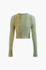 Ombre Round Neck Knit Long Sleeve Top