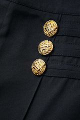 Gold Button Detail High Waisted Wide Leg Pants