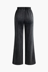 Letter Print Elastic Straight Leg Pants