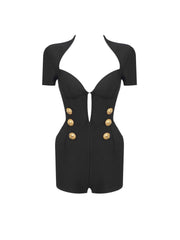 Risha Gold Button Cut-Out Romper