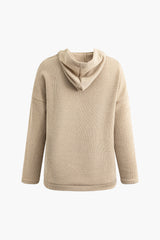 Hooded Long Sleeve Knit Top And Drawstring Waist Pants Set