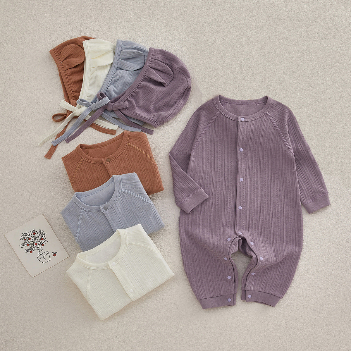 Baby Button Up Long Sleeve Cotton Onesie