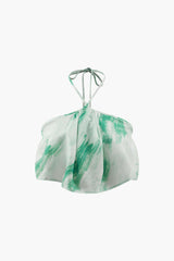 Tie Dye Halter Top And Pleated Wide Leg Pants Set