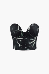 Printed Strapless Bustier Top