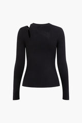 Asymmetric Cut Out Long Sleeve Knit Top