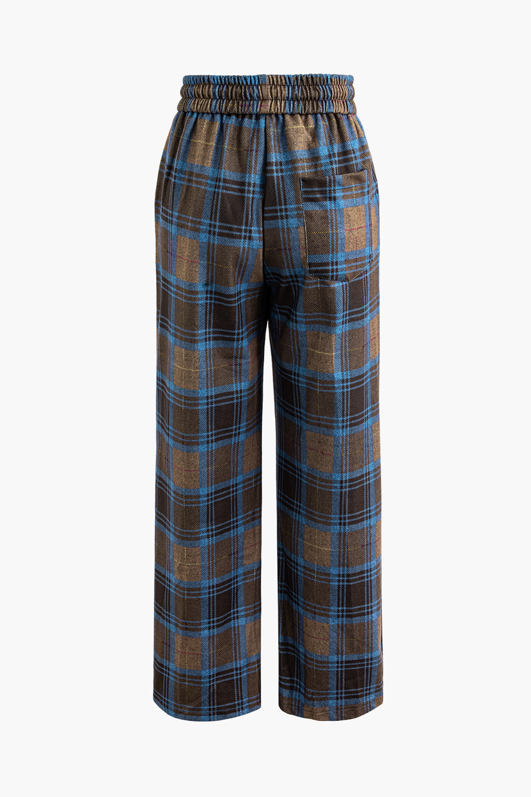 Plaid Drawstring Straight Leg Pants