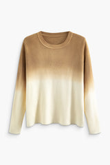 Ombre Round Neck Long Sleeve Sweater