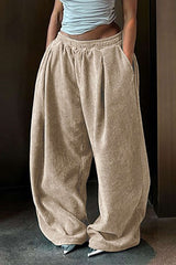 Solid Pleated Wide Leg Pants