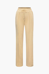 Square Neck Long Sleeve Top And Tie Waist Pants Set