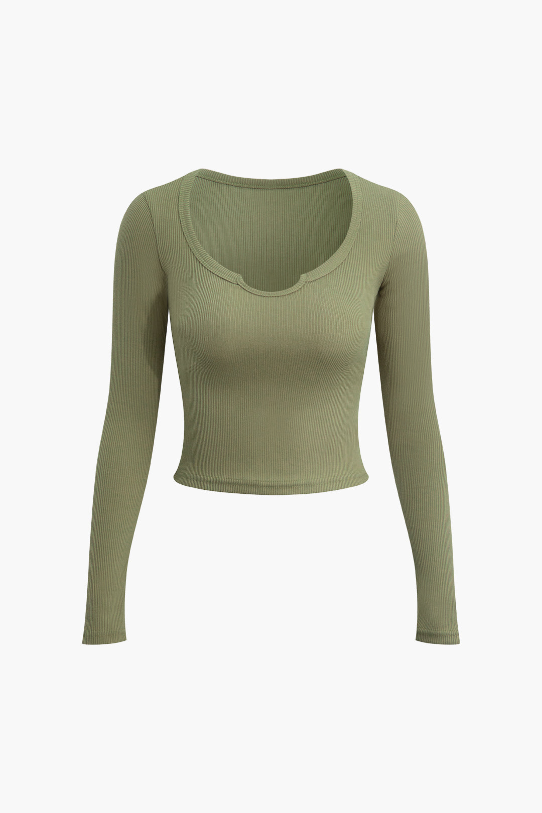 Solid Round Neck Long Sleeve Top