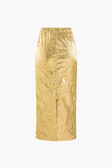 Metallic Textured Midi Skirt