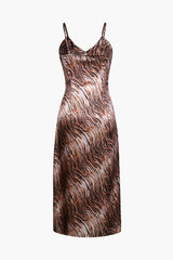 Tiger Print Split Midi Dress