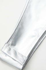 Metallic Mock Neck Sleeveless Bodysuit