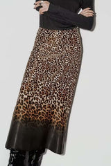 Leopard Print High Waist Maxi Skirt