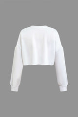 Cold Shoulder Long Sleeve Crop Sweatshirt