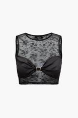Lace Sleeveless Crop Tank Top