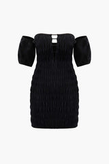 Off-Shoulder Puff Sleeve Mini Dress
