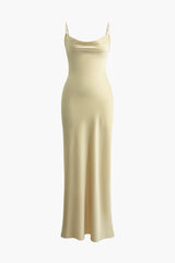 Solid Cowl Neck Strap Maxi Dress